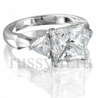 Помолвочное кольцо бриллиантами огранки принцесса-Р4135 - Ювелирный салон Русский символ...