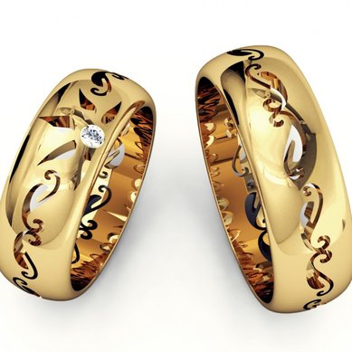 Обручальные кольца KO-OKB264G | KO-OKB264G-K5941 - Ювелирный салон KotaOsta