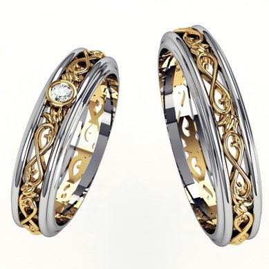 Обручальные кольца KO-OKB268G | KO-OKB268G-K5948 - Ювелирный салон KotaOsta