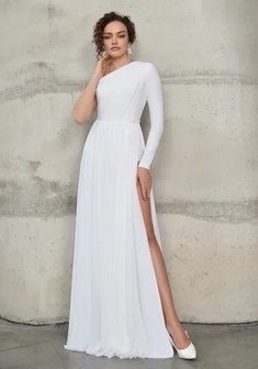 Свадебное платье ММ 0845-M69536. А-силуэт, длинное без шлейфа.