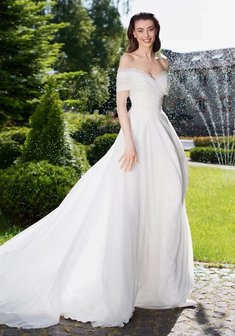 Свадебное платье ММ 0865-M69643. А-силуэт, длинное без шлейфа.