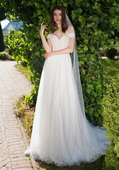 Свадебное платье ММ 0888-M69758. А-силуэт, длинное со шлейфом.