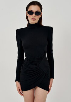 Вечернее платье Рейчел Дарк Мини-V70048. С прямой юбкой, короткое без шлейфа.