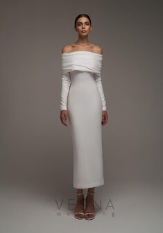 Свадебное платье Селеста Шайн-V70079. С прямой юбкой, длинное без шлейфа.