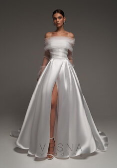 Свадебное платье Шадэ Силк Вуаль-V70081. А-силуэт, длинное со шлейфом.