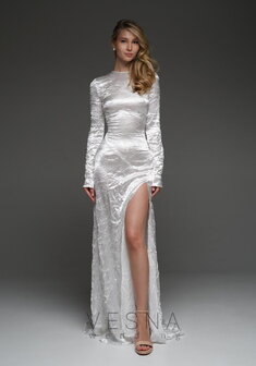 Свадебное платье Виктория-V70089. С прямой юбкой, длинное без шлейфа.