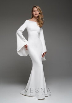 Свадебное платье Элли Вайт-V70091. Силуэт Русалка (Рыбка), длинное со шлейфом.