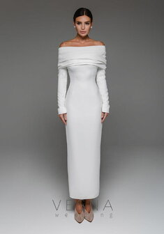 Свадебное платье Селеста-V70119. С прямой юбкой, длинное без шлейфа.