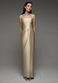 Вечернее платье Пайпер Ваниль-V70672. С прямой юбкой, длинное без шлейфа.
