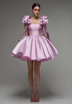 Вечернее платье Ника Сакура Софт-V70673. С пышной юбкой, короткое без шлейфа.