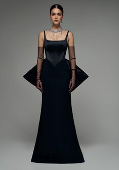 Вечернее платье Джулия Блэк-V70689. Силуэт Русалка (Рыбка), длинное без шлейфа.