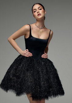 Вечернее платье Жоэль-V70693. С пышной юбкой, короткое без шлейфа.