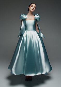 Вечернее платье Келли Минт-V70719. С пышной юбкой, длинное без шлейфа.