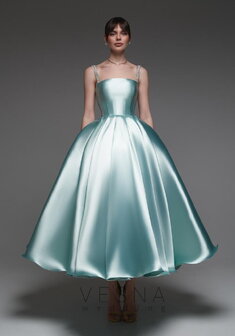 Вечернее платье Теона Миди Тиффани-V70722. С пышной юбкой, длинное без шлейфа.