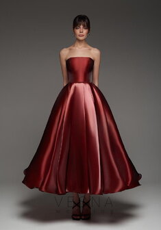 Вечернее платье Грейс Рубин-V70725. С пышной юбкой, длинное без шлейфа.