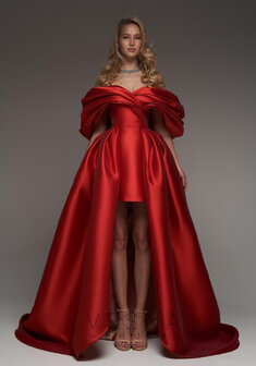 Вечернее платье Зендая Рэд + Шлейф-V70746. С прямой юбкой, длинное со шлейфом.