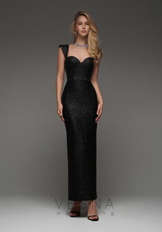 Вечернее платье Джейдис Нуар-V70753. С прямой юбкой, длинное без шлейфа.