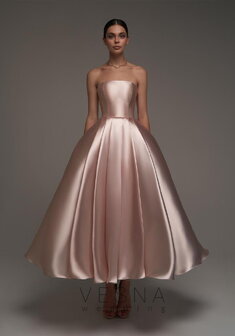 Вечернее платье Грейс Пинк-V70778. С пышной юбкой, длинное без шлейфа.