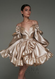 Вечернее платье Вейлан Нюд-V70784. С пышной юбкой, короткое без шлейфа.