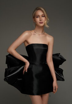 Вечернее платье Жаклин Нуар-V70815. С прямой юбкой, короткое без шлейфа.