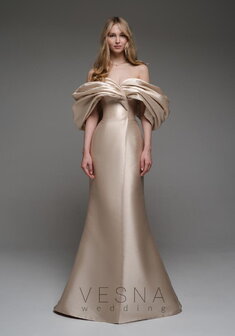 Вечернее платье Реддисон Ваниль-V70844. С прямой юбкой, длинное со шлейфом.