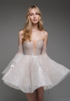 Вечернее платье Вирджини-V70849. С пышной юбкой, короткое без шлейфа.