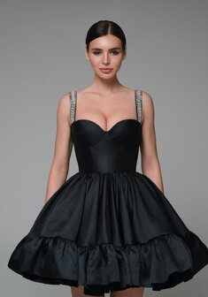 Вечернее платье Полини Люкс Нуар-V70860. С пышной юбкой, короткое без шлейфа.