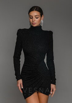 Вечернее платье Рейчел Мини Нуар-V70889. С прямой юбкой, короткое без шлейфа.