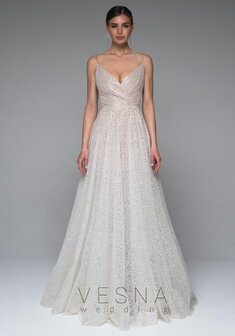 Свадебное платье Санторини-V70909. А-силуэт, длинное без шлейфа.