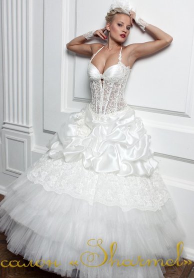 Свадебное платье 7500120-8 Бисерная Рюша Чашки-S33057 - Свадебный салон Sharmel