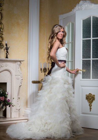 Свадебное платье Кармен (с разрезом)-В40357 - Свадебный салон Венера