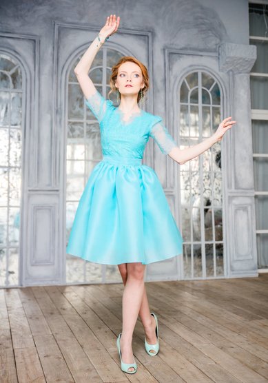 Вечернее платье Turquoise lace-T51897 - Свадебный салон TO BE LOVE!