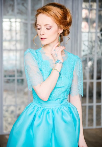 Вечернее платье Turquoise lace-T51897 - Свадебный салон TO BE LOVE!