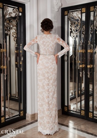 Свадебное платье Анна (шантильи) с рукавами-В61437 - Свадебный салон Венера