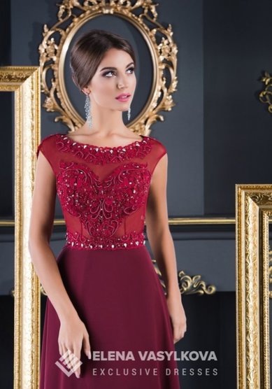 Вечернее платье V-027-П63690 - Свадебный салон ПЛАТЬЕ МЕЧТЫ