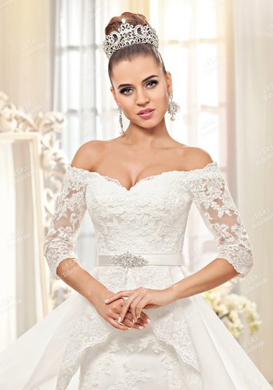 Свадебное платье Русалка (рукава 3/4 с юбкой )-В64610 - Свадебный салон Венера