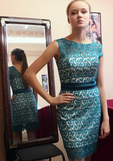 Вечернее платье Шанель бирюза-А37854 - Свадебный салон АСТОРИЯ СТИЛЬ