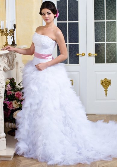 Свадебное платье Кэт (с перьями)-В40351 - Свадебный салон Венера