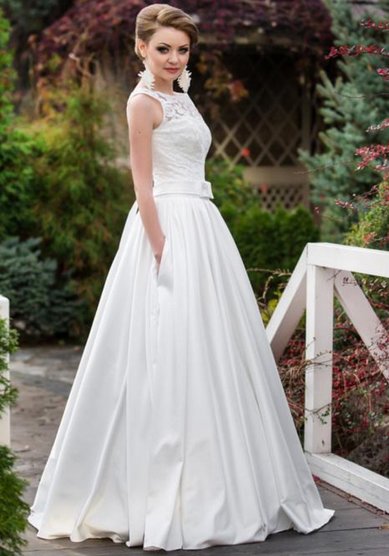 Свадебное платье Татьянка (атлас с карманами)-В42586 - Свадебный салон Венера