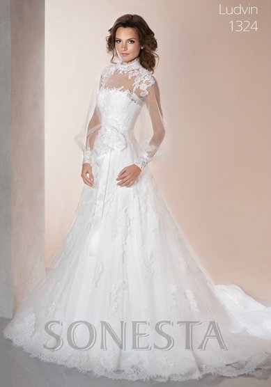 Свадебное платье Людвин с коротким рукавом-О44041 - Студия - Ателье Очарование