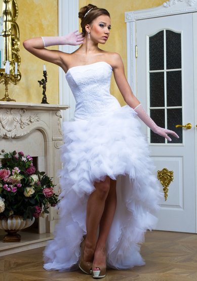 Свадебное платье Афина (спереди короткое)-В51139 - Свадебный салон Венера