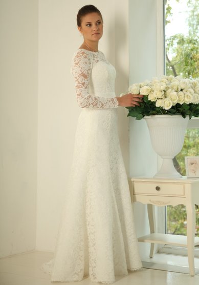 Свадебное платье Флер (кружево) с рукавом-В54196 - Свадебный салон Венера