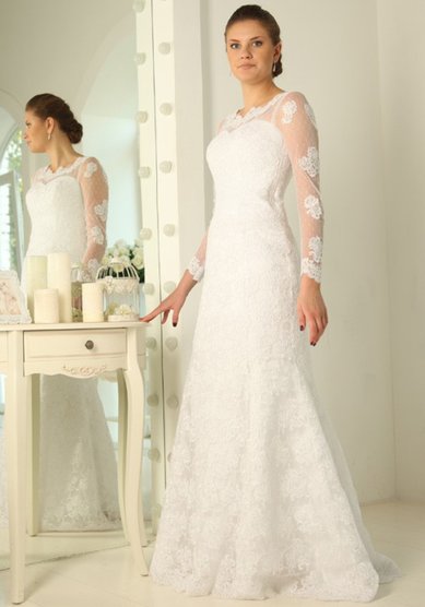 Свадебное платье Джейн (с длинными рукавами)-В54344 - Свадебный салон Венера