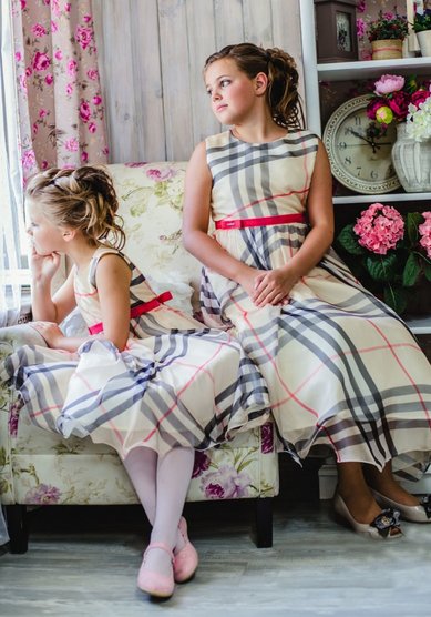 Детское платье Барбери клетка-С59842 - Свадебный салон Светлая чайка