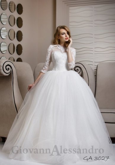 Свадебное платье FL-177 (рукав 3/4 )-В60696 - Свадебный салон Венера