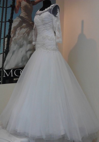 Свадебное платье Кармен (с рукавами)-В61561 - Свадебный салон Венера