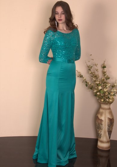 Вечернее платье Бирюза, V-005V-К62578 - САЛОН СВАДЕБНОЙ И ВЕЧЕРНЕЙ МОДЫ Конфетка