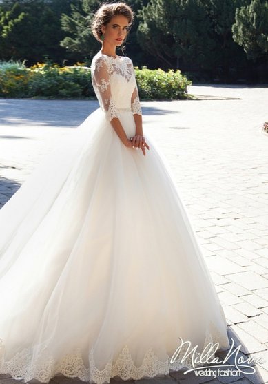 Свадебное платье Джованна (рукава 3/4)-В63107 - Свадебный салон Венера