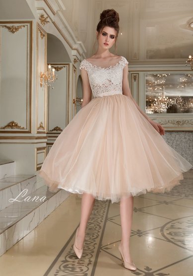 Свадебное платье Лана (пудра-короткое)-В63108 - Свадебный салон Венера