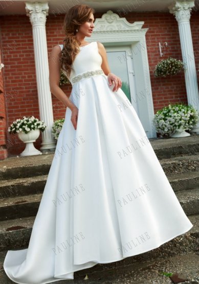 Свадебное платье МЕГГИ бежевый цвет-V63520 - Бутик VENDI